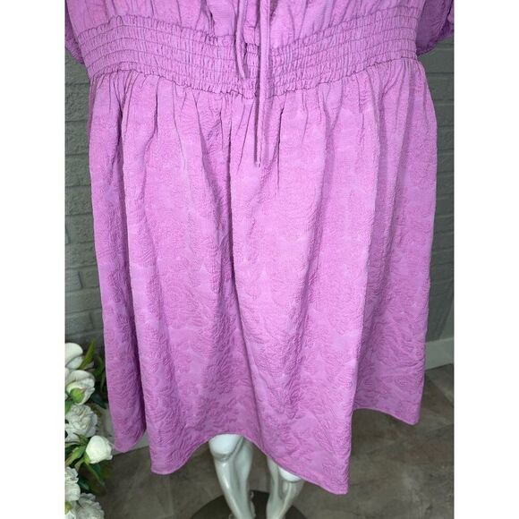 ModCloth Women Pink Lilac Smocked Waist Shift Dress 1X - Picture 3 of 9